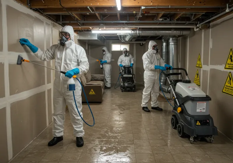 Basement Moisture Removal and Structural Drying process in Venus, TX